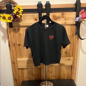 Urban Nation Black Crop Top w/ Red Heart & “I ❤️ My Attitude Problem” - Details